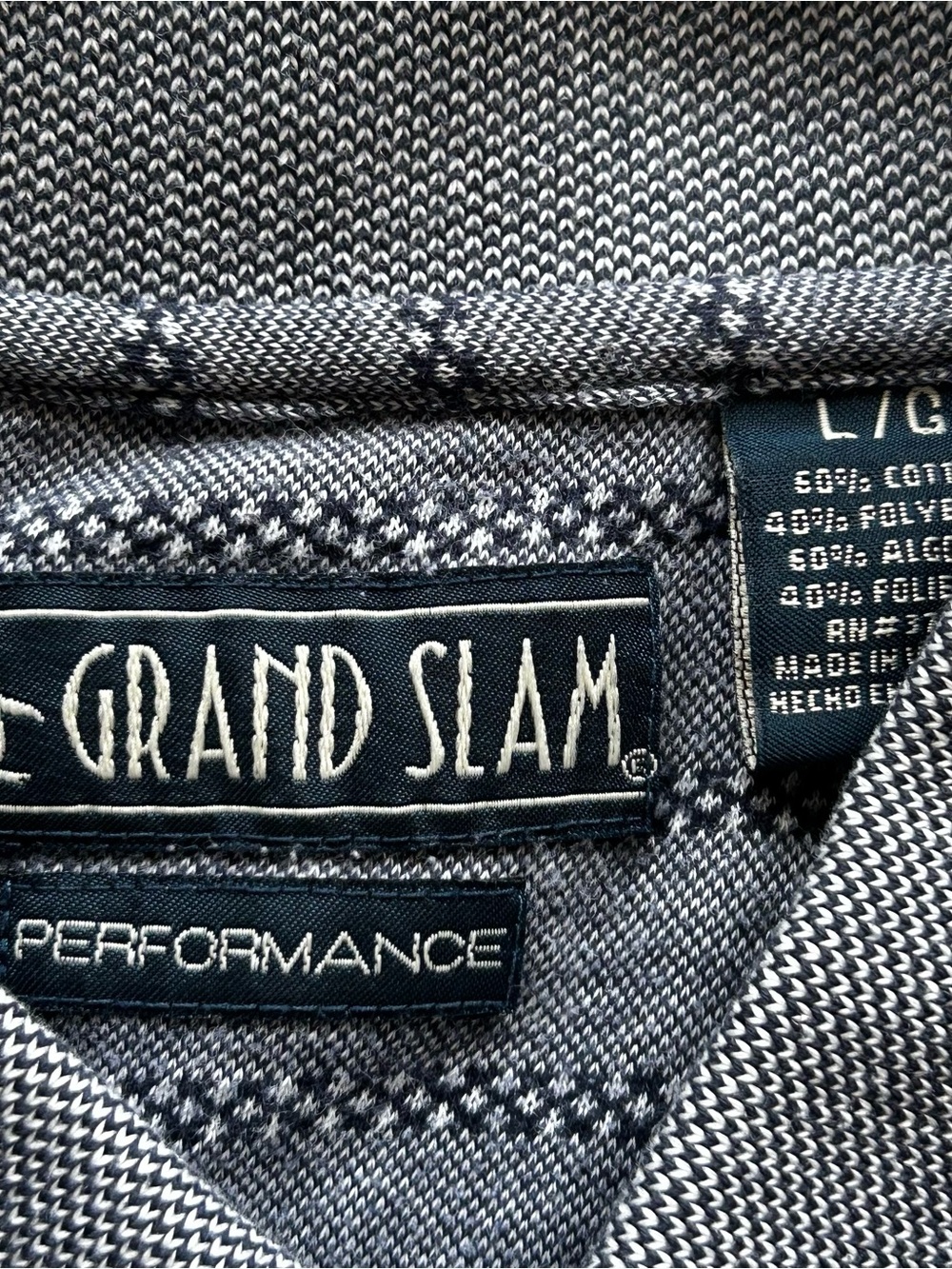 Grand Slam Navy Heather and White Patterned Performance Polo